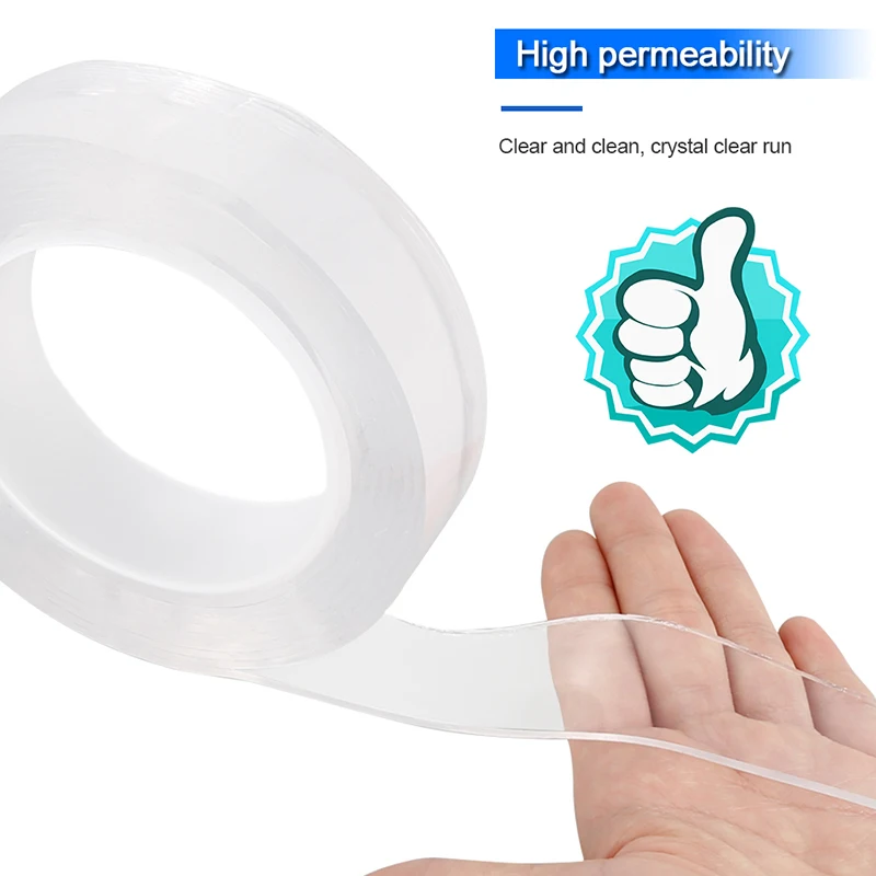 Многоразовая нано волшебная лента двусторонняя прозрачная без следов