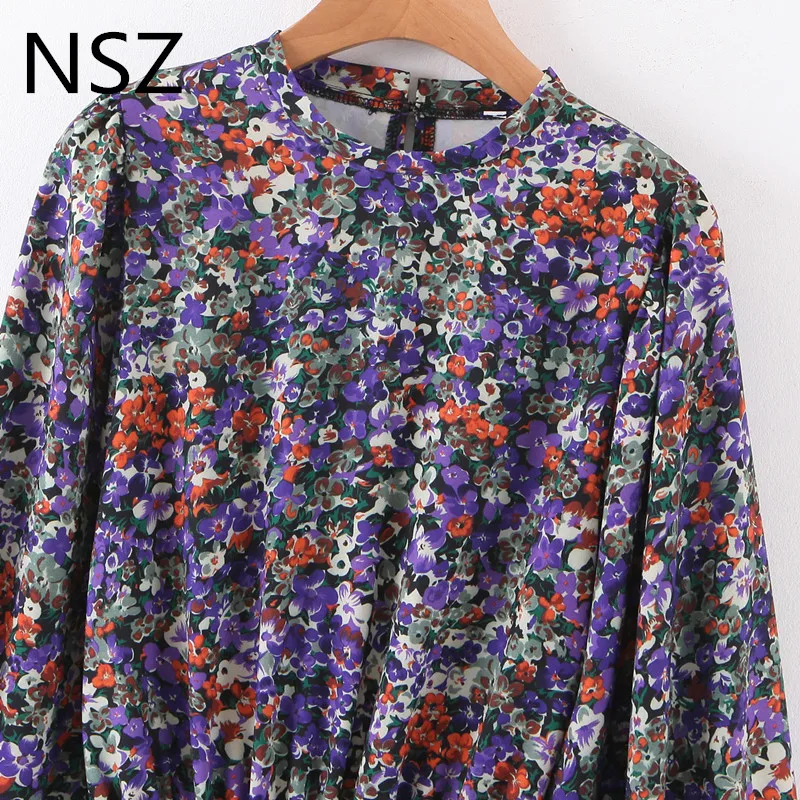 Женское платье туника с цветочным принтом NSZ свободное повседневное короткое