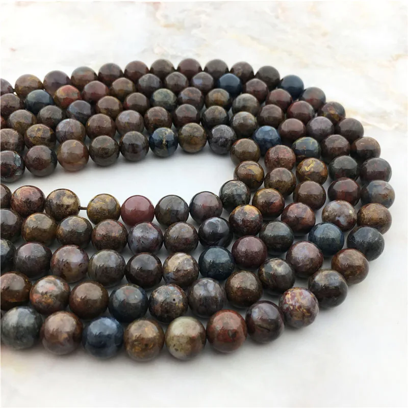 

High Grade Natural Peter Stone Loose Beads Top Quality 4 6 8 mm Round Smooth Brown Pietersite Stone For Jewelry Making Bracelet