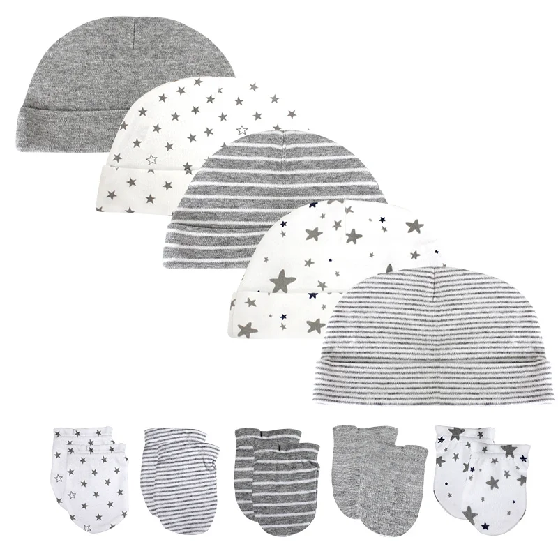 

Baby hat +kids gloves infant photography props Cotton newborn Cap Summer Thin cotton 0-6 Month accessories