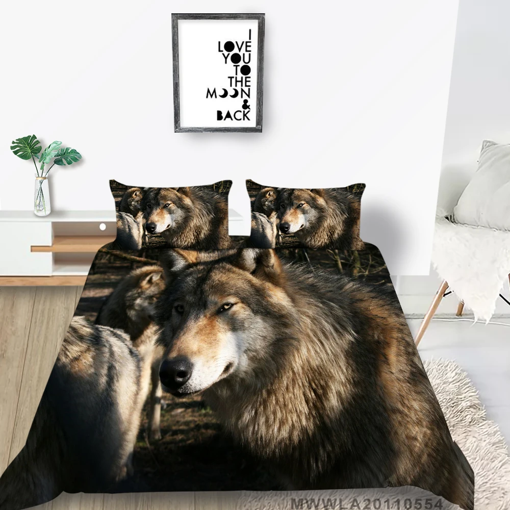 

3D Wolves Bedding Set Single Lifelike Nature Duvet Cover For Man Double Queen Twin Full King Hot Sale Bed Set Wolf Pcak