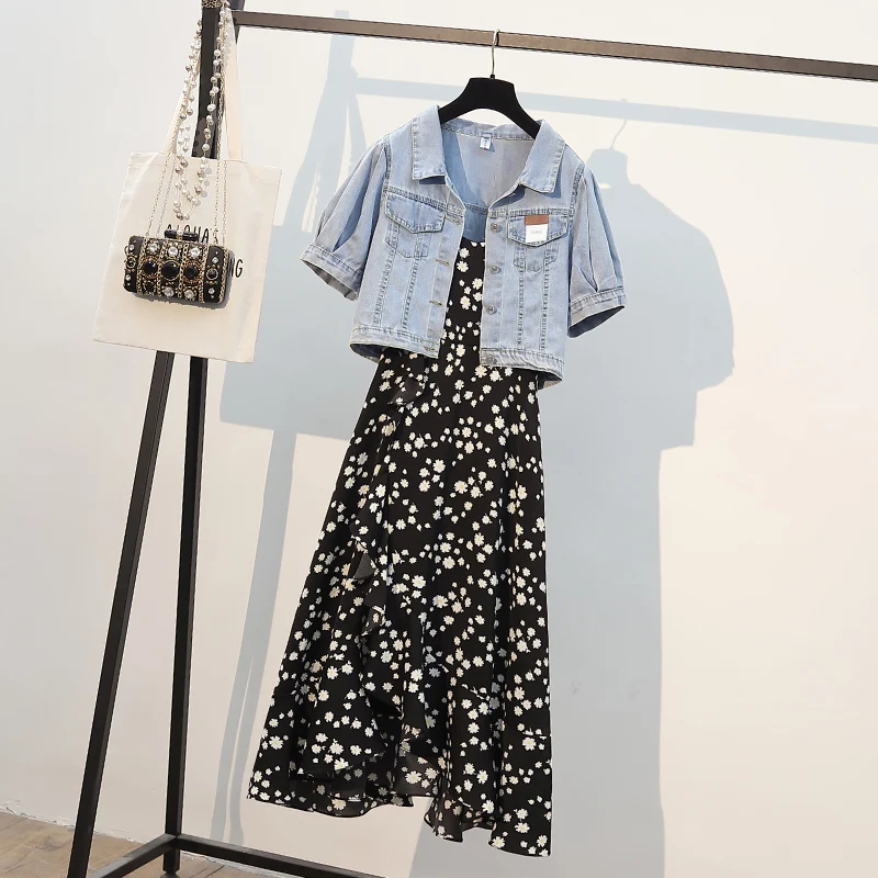 Для женщин Большие размеры L-4X платье костюм джинсовая куртка пальто Топ и летнее