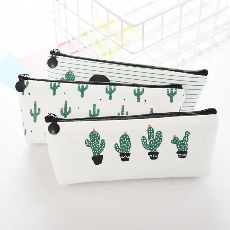 

Canvas Pen Bag Cactus Pencil Case Cute School Pen Case Novelty Stationery Office Crayon Pencil Box Kawaii School Supplies