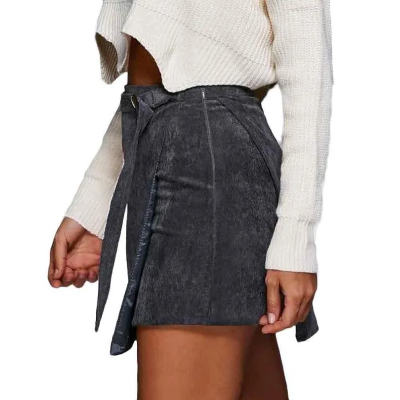 Женская винтажная Вельветовая мини юбка асимметричная бесшовная стрейчевая