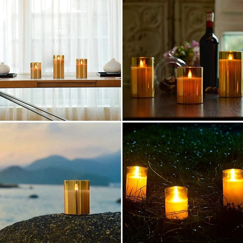 Amber Glass LED Flameless Candles Flickering With Remote Battery Operated For Wedding Festival Decorations Gift 6 Pack | Дом и сад