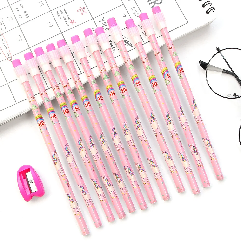 12 шт./компл. карандаш с милым единорогом + точилка для карандашей HB эскиз товары