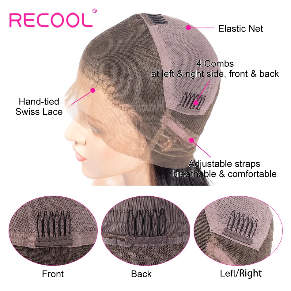 Recool кудрявый парик полный шнурок человеческих волос парики высокое соотношение