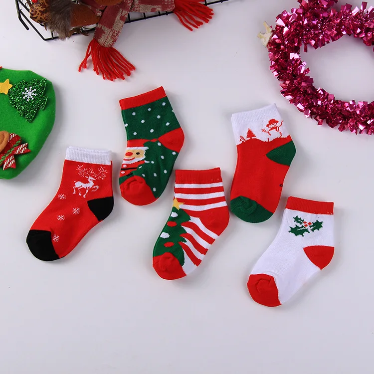 1 пара детских носков хлопковые высококачественные красные рождественские носки