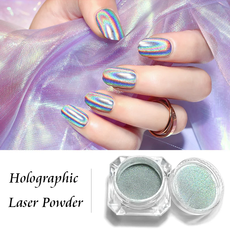 

Holographic Laser Powder Rainbow Nail Art Chameleon Glitter Peacock Chrome Powder Pigment Manicure Nail Gel Polish Glitter Dust