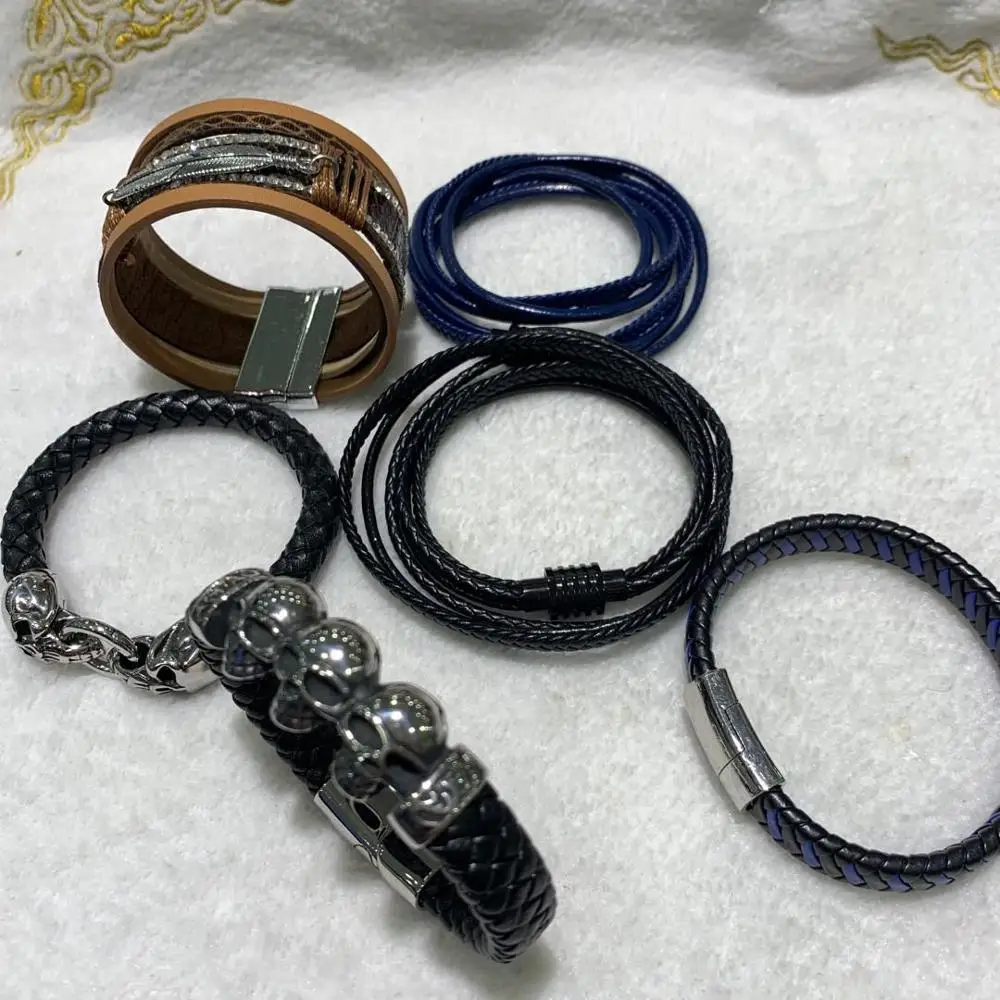 Мужской браслет из искусственной кожи с черепом 6 шт./партия синий черный цвет