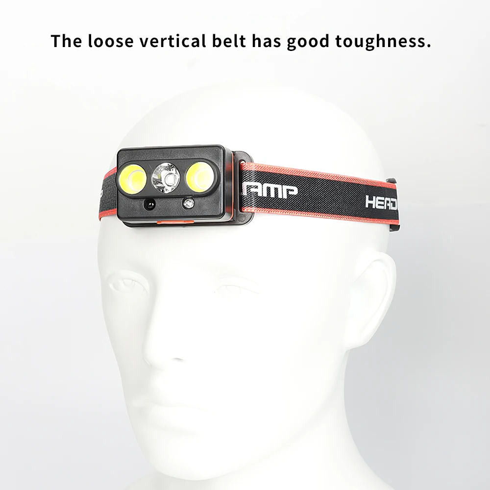 

USB Rechargeable Headlight LED Headlamp With Inductive Sensor And 7 Lighting Modes Suitable For Camping Outdoor Riding Night