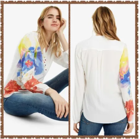 3 Espanhol ° varios Estilos Impressos e Camisas das Mulheres Emendados(1 - Цвет: 3