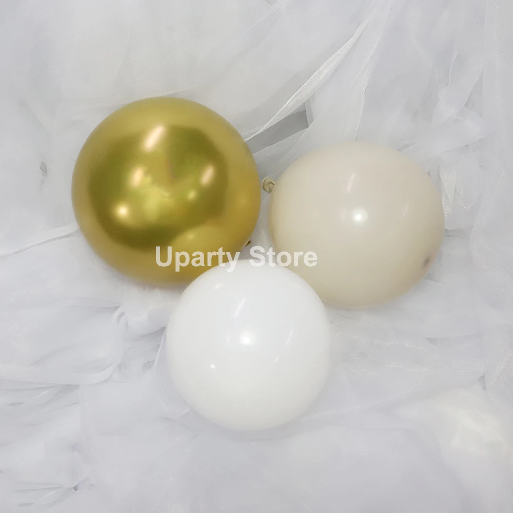 Guirnalda de arco de Globos de Oro y arena blanca, Color Retro, para cumplea&ntilde;os, boda, cumplea&ntilde;os, Baby Shower, decoraci&oacute;n de fondo, 162 Uds.-2