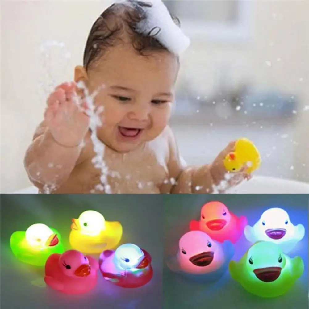 

1Pc Newborn Baby Bath Time Toy Changing Color Duck Flashing LED Lamp Light