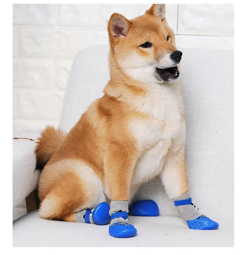 4 шт./компл. Обувь для собак зимние теплые носки больших водонепроницаемые