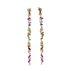 Женские длинные серьги-кисточки 75 мм, радужные серьги-цепочки из фианита для девочек, рождественские украшения