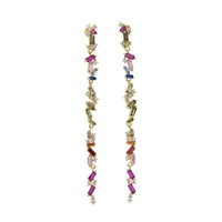 christmas jewelry fashion 75mm long tassel cz earrings for women girl rainbow cz chain earring brincos bijoux