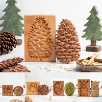 3d wooden gingerbread biscuit mold pine cones cookie cutters rose style cookie mold baking mould portable diy christmas
