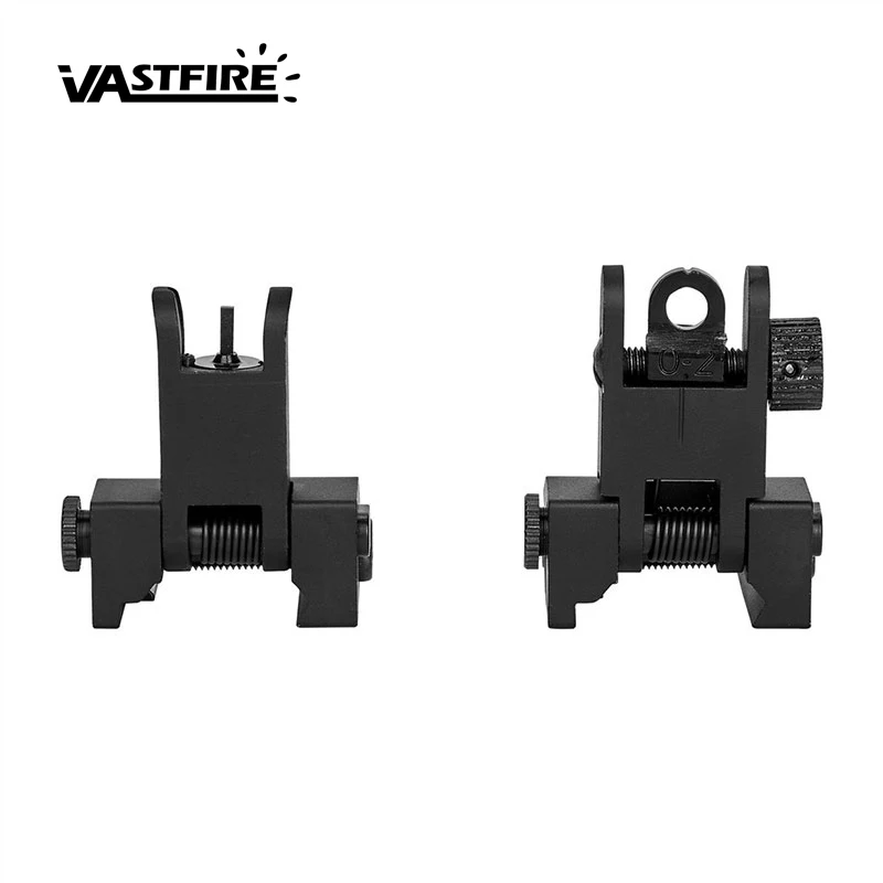 

Tactical Flip-Up Front & Rear Sight Set for 20mm-23mm Picatinny RIS /RAS Rail Hunting AR15 Offset Backup Metal Rapid Transition