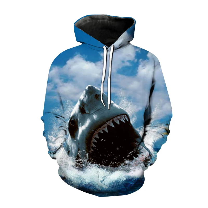 

2021 New Fish Shark-Men's and Women's Hoodie 3D Fishing Printed Sweater Street Fashion Hip Hop Pullover Comfortable Top