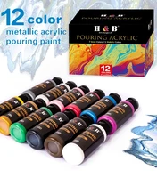 ready to pour metallic acrylic pouring paint set1260ml fluid diy bottles for surfaces stretched canvaswoodair dry clay