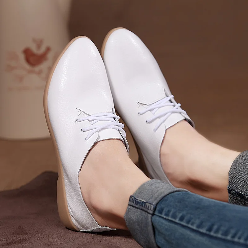 

Women's Shoes Soft Genuine Leather Flats Fashion Casual Woman Driving Loafers Moccasins Shoes Large Size ghn78