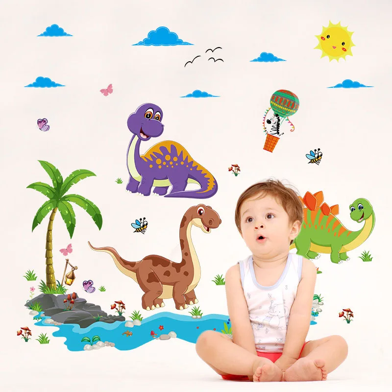 

Dinosaur World Wall Stickers for Kids Room Decor Pterosaur Height Poster House Decoration Removable Sticker Kindergarten Decal