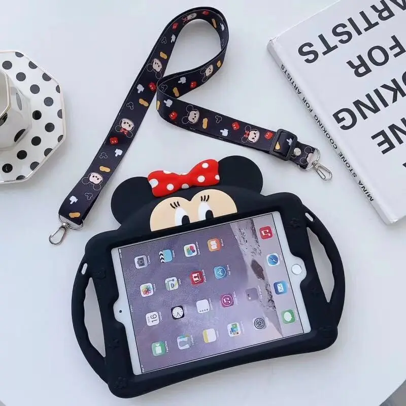 Cute Black Mickey Minnie TPU Cover with Support Frame for IP