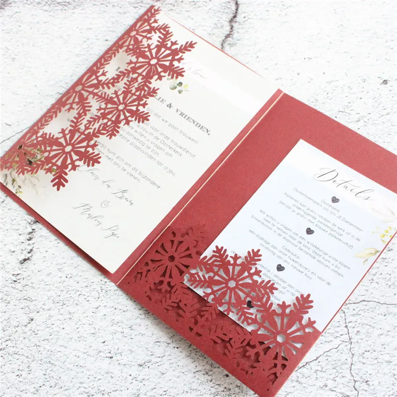 Black wedding cards invitations snowflake laser cutting Xmas holiday greeting party supply 20 pcs | Дом и сад