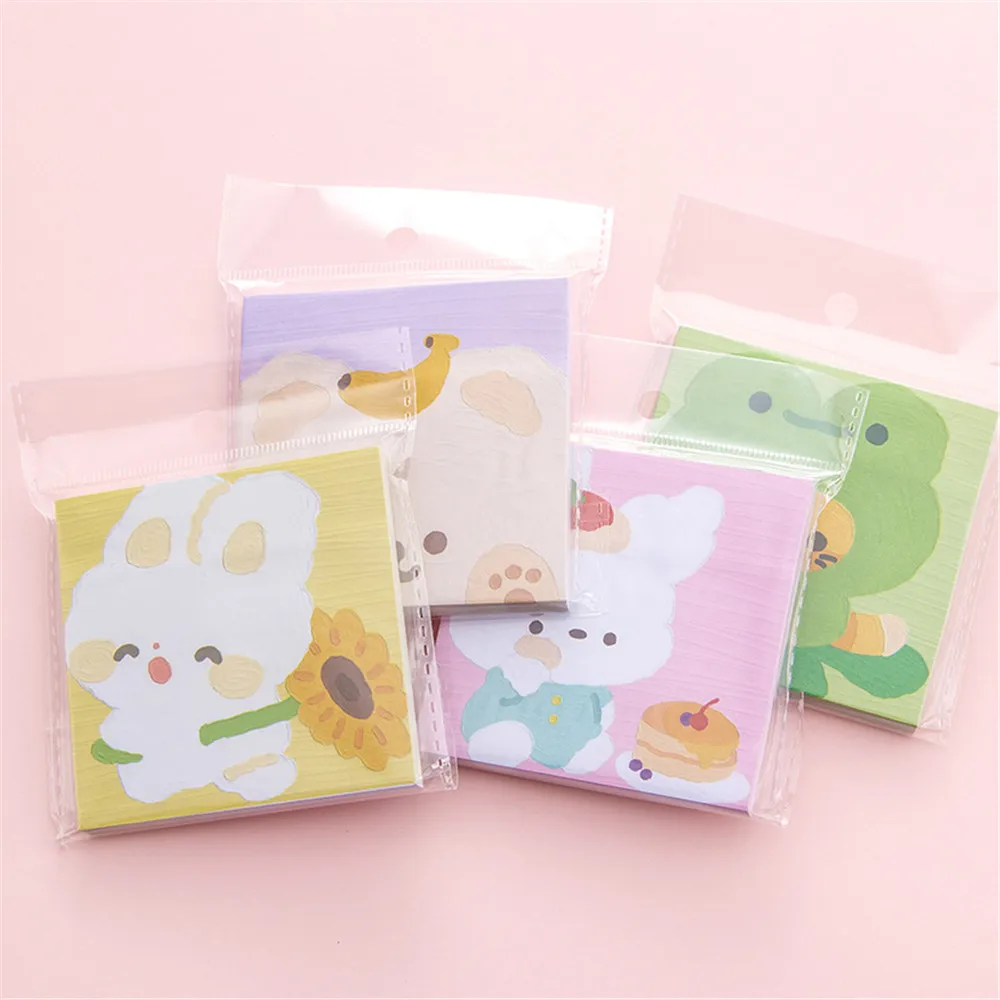 

80PC Memo Pad Rabbit Sunflower Daily Life Writing Paper Sticky Message Notes Decorative Notepad Paper Stationery Office Supplies