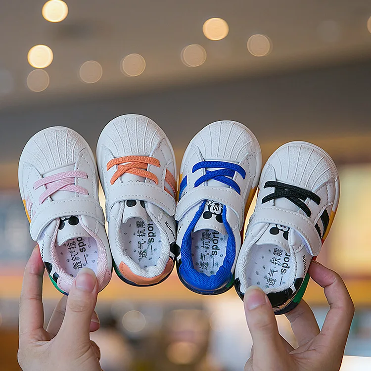 

Disney cartoon Minnie Mickey baby shoes boys sports shoes white shoes children girls rainbow bottom baby soft sole casual shoes