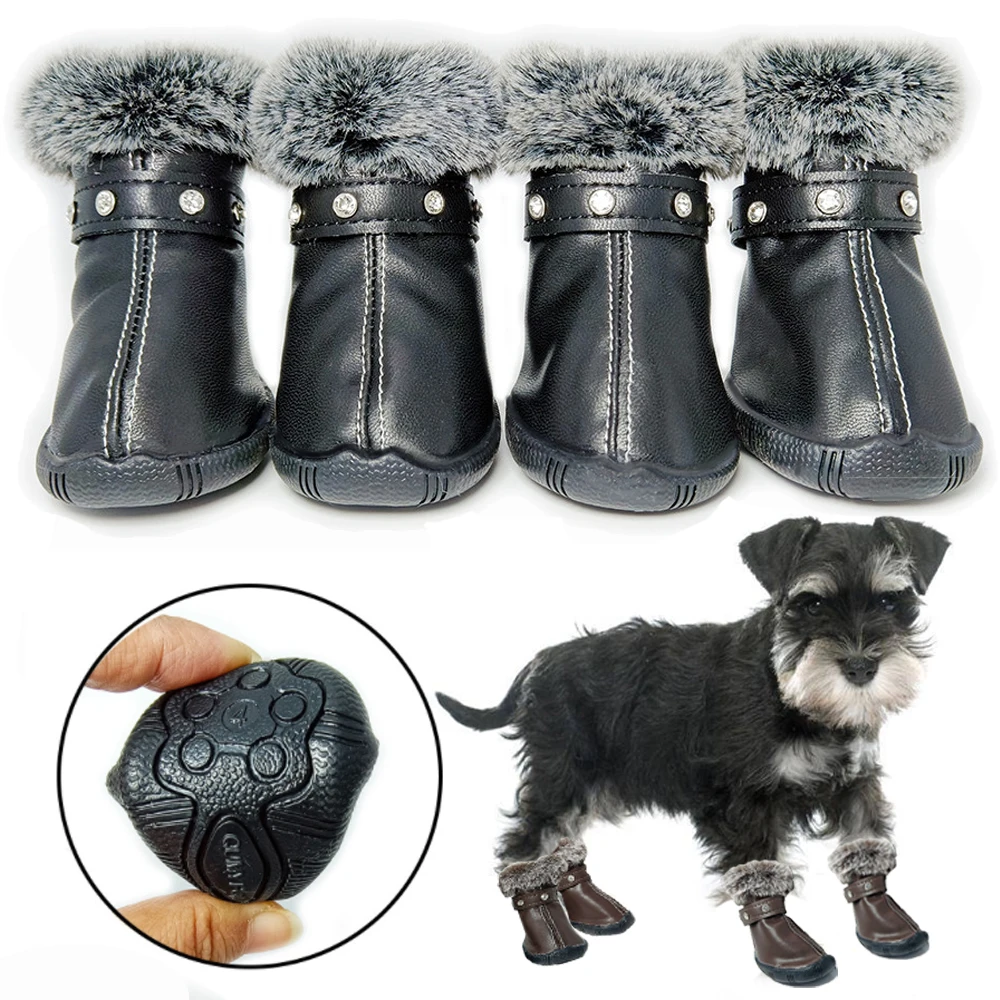 

4pcs Dog Shoes Anti-slip Waterproof Snow Pet Boots Paw Protector Warm Reflective Dogs Labrador Husky For Small Large Dogs Winter