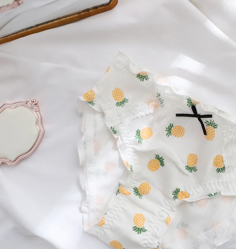 

Women's Panties Briefs Lingerie Sweet Cotton Underwear Girls Cute Bow Printed Intimate Triangle Ladies Breathable Underwear