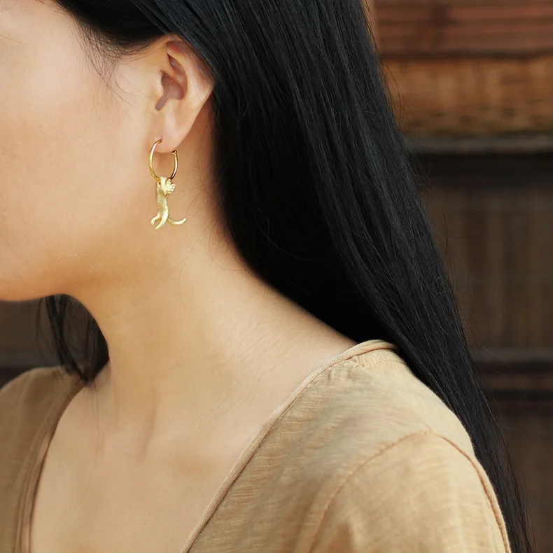 Acecare оригинальные кунг-фу мяу удивительные ленивые Китти серьги из стерлингового