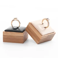 wooden jewelry organizer ring storage for ring display case rings holder jewellery packaging ring stands leather and velvet