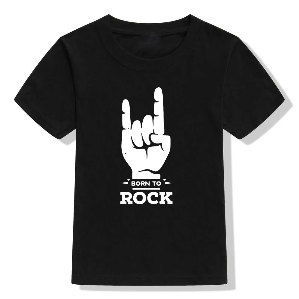 Летняя одежда с короткими рукавами для маленьких мальчиков Детская футболка рок