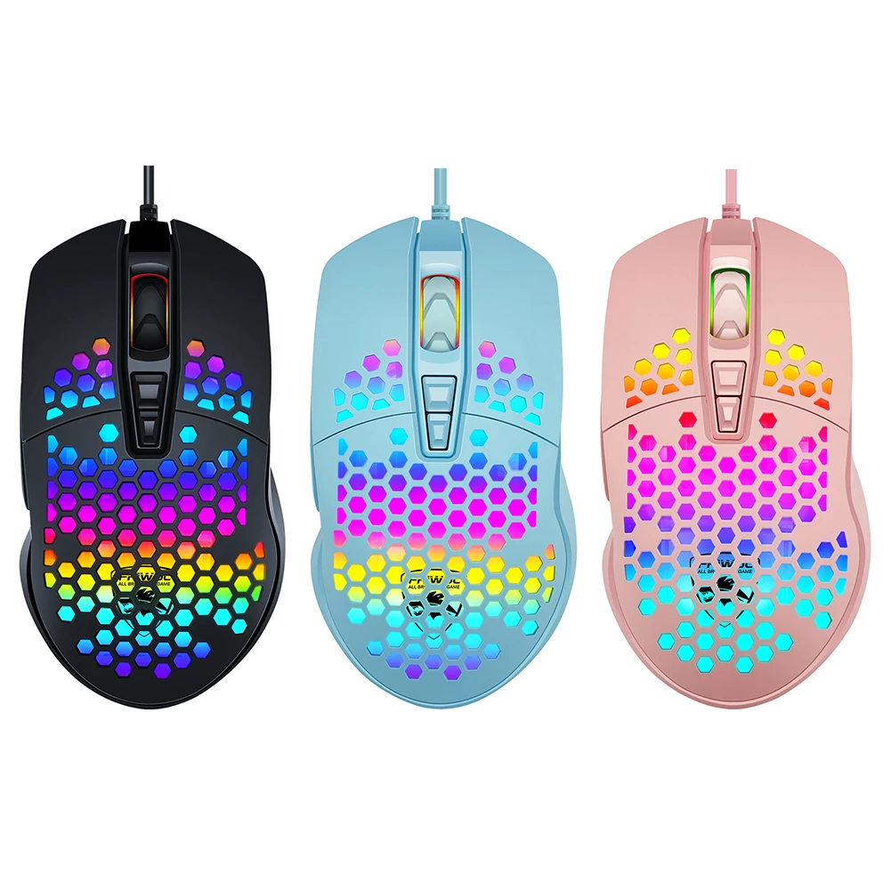 

V9 Проводная игровая мышь с ячейками, 4000DPI, регулируемая RGB подсветка, USB, компьютерная оптическая мышь для ПК, ноутбука, геймерская мышь