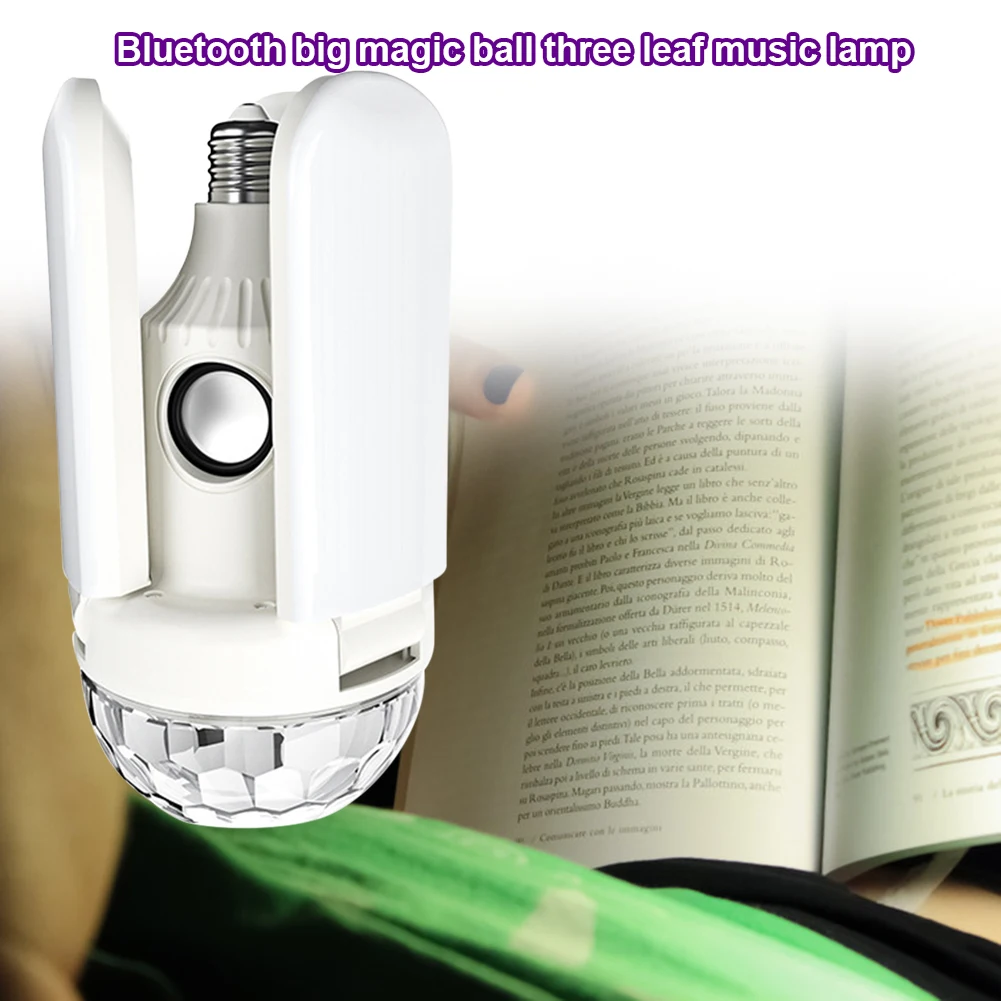

40W LED Foldable 3-Leaf Light E27 Colorful RGB Bluetooth Music Ceiling Fan Colorful Atmosphere Laser Strobe Light KTV Disco Home
