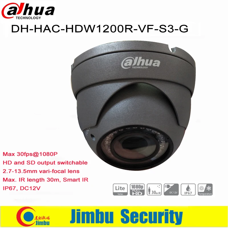 Dadua Original 2MP HDCVI Eyeball Camera 1080P HAC-HDW1200R-VF-S3-G ZOOM IR30m Smart IR Black IP67 HD SD CCTV Security Camera