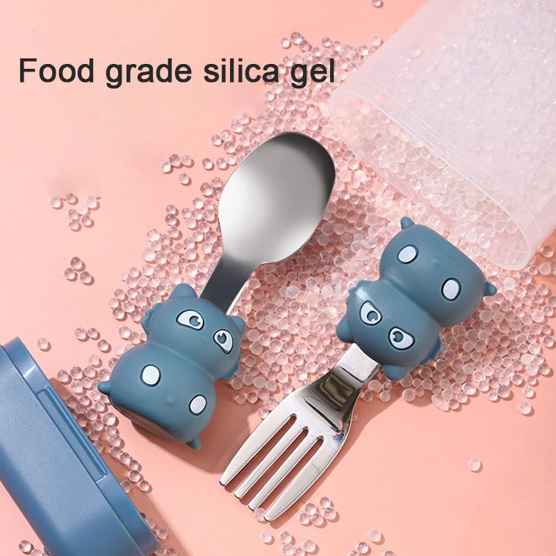 

Baby Training Stainless Steel Spoon and Fork Short Handle Kids Spoon Fork Set