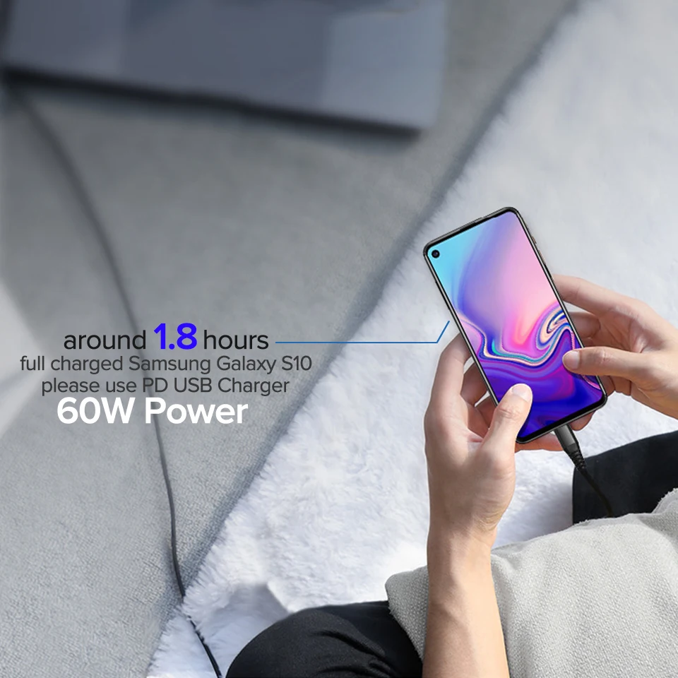 USB Type C к кабель PD 60 Вт провод для быстрой зарядки Xiaomi Mi 10 9 8 Quick Charge Samsung S10 Huawei P30