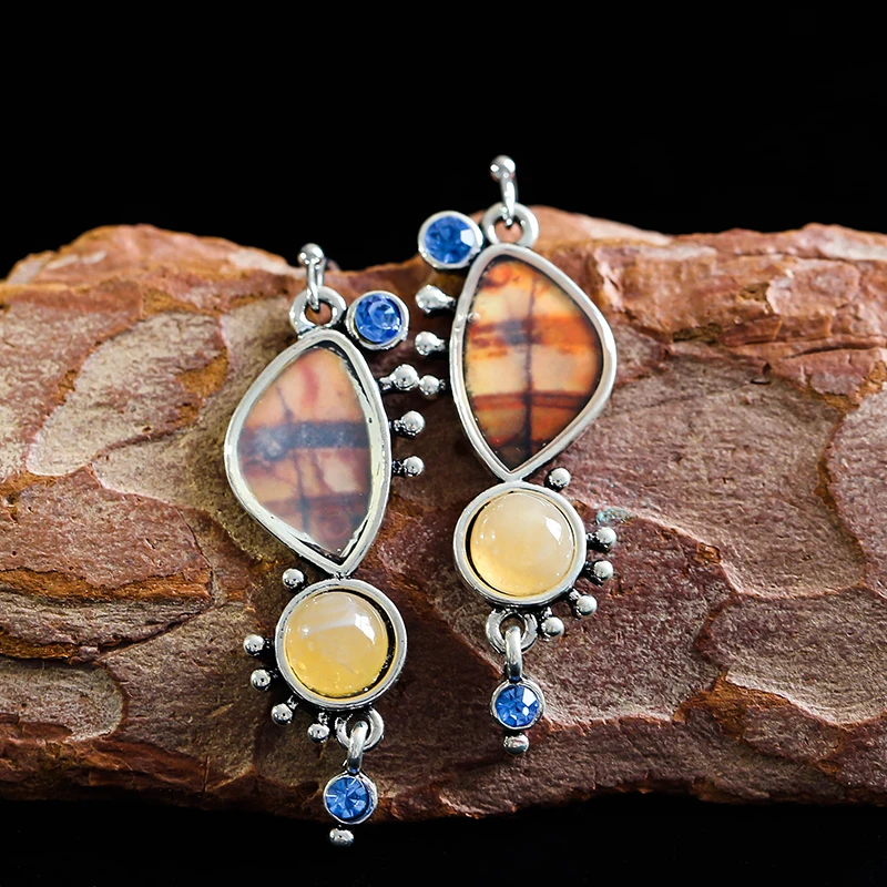 

Винтажные желтые коричневые синтетические серьги крючком для женщин, этническое оформление, оптовая продажа, Прямая поставка