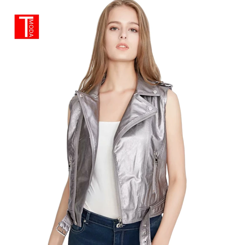 Куртка бомбер TMODA256 женская из искусственной кожи модный жилет мотоциклетная