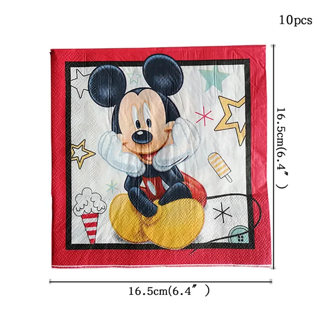 Napkin-10pcs Вечерние принадлежности с изображением Микки Мауса, вечерние украшения, Детская Подвеска в виде шара на день рождения - Цвет: Napkin-10pcs