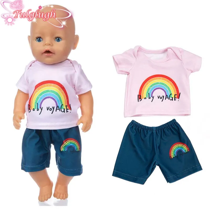 

43cm Baby Doll Clothes Hoody Shirt Vest Dress 18 Inch Girl Doll Clothes Jeans Pants Set Baby Girl Birthday Gift