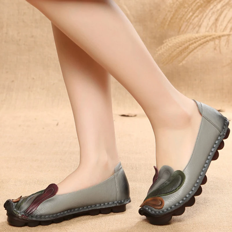 YAERNI туфли на плоской подошве из натуральной кожи Лоферы женские однотонные