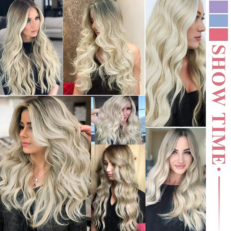 AISI HAIR синтетический длинный волнистый парик с челкой Омбре светлые парики для