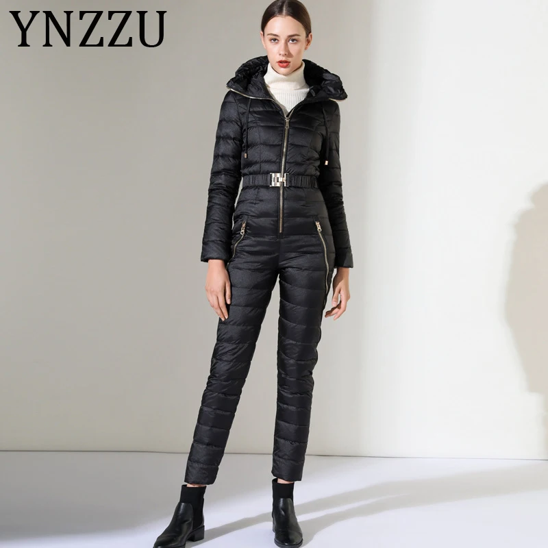 YNZZU 2019 зимний комбинезон на утином пуху лыжный костюм для женщин горного катания