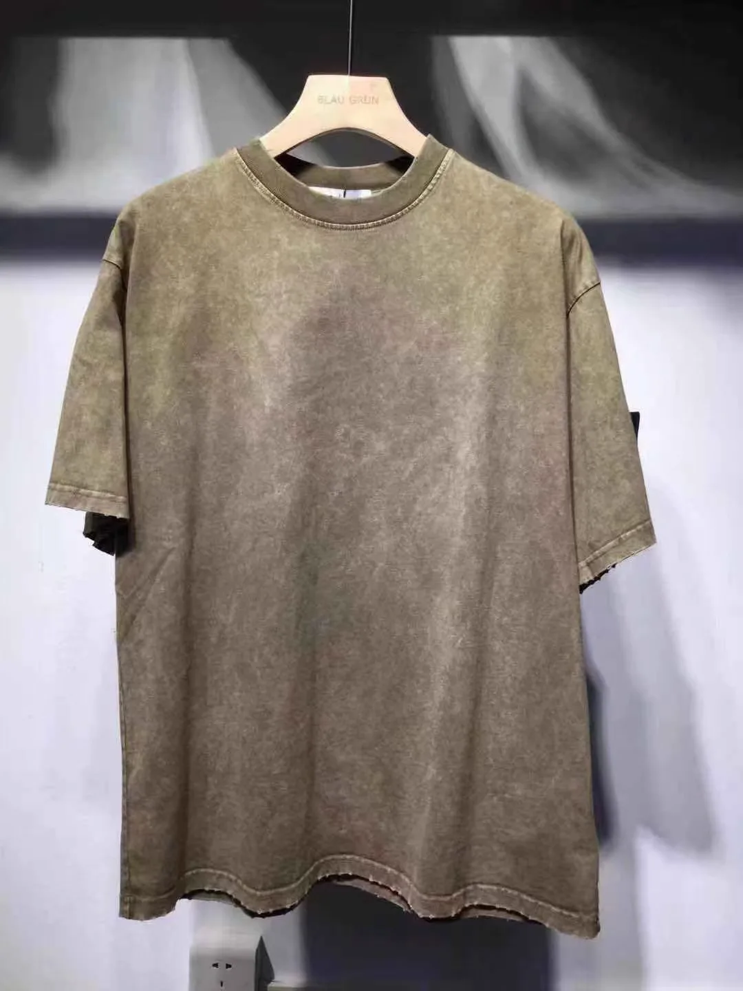 

Stone Island 2021 summer new simple color compass sleeve label washing water Casual Short Sleeve T-Shirt