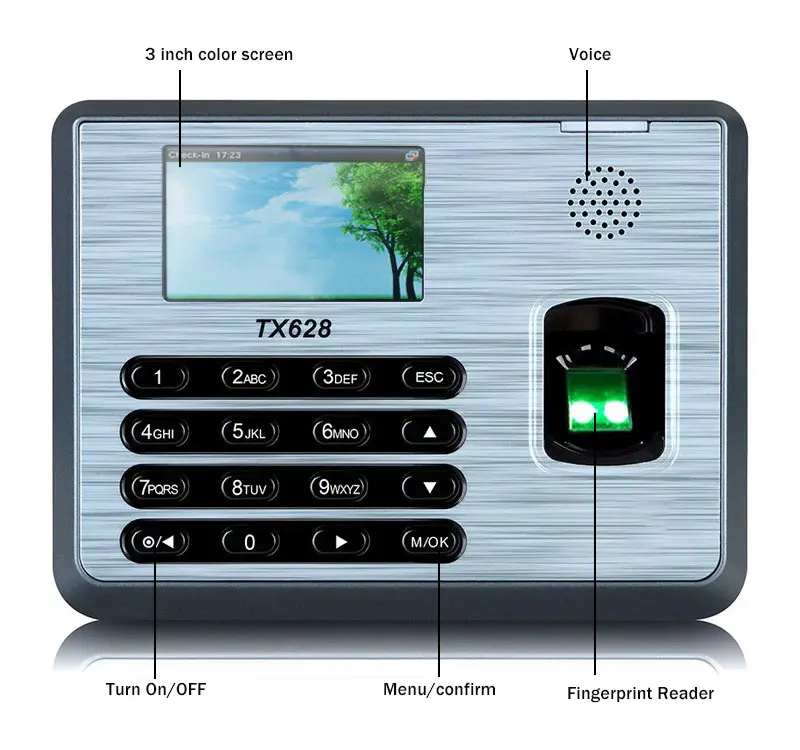 

Функция распознавания отпечатка пальца Системы TX-628 биометрический считыватель отпечатков пальцев время часы Системы